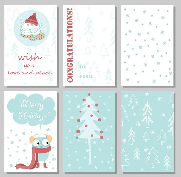 6 Christmas card templates — 스톡 벡터