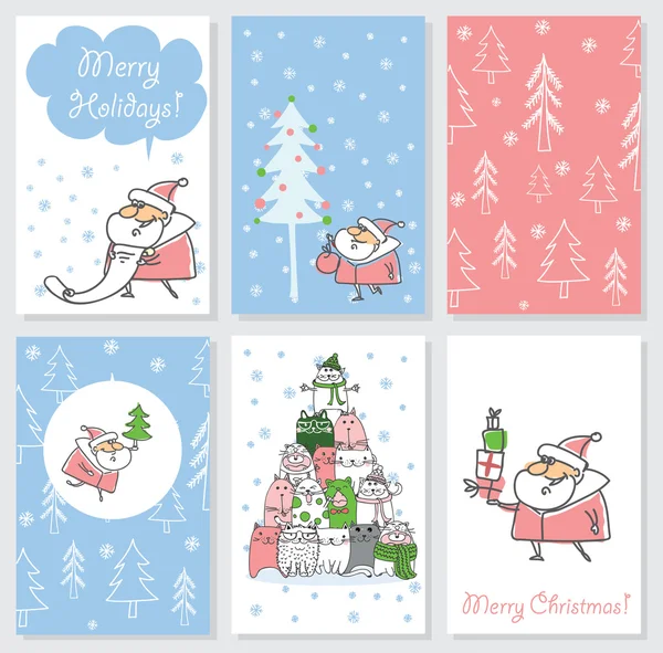 6 modèles de cartes de Noël — Image vectorielle