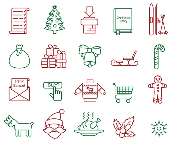 Iconos de Navidad en estilo de línea delgada — Archivo Imágenes Vectoriales