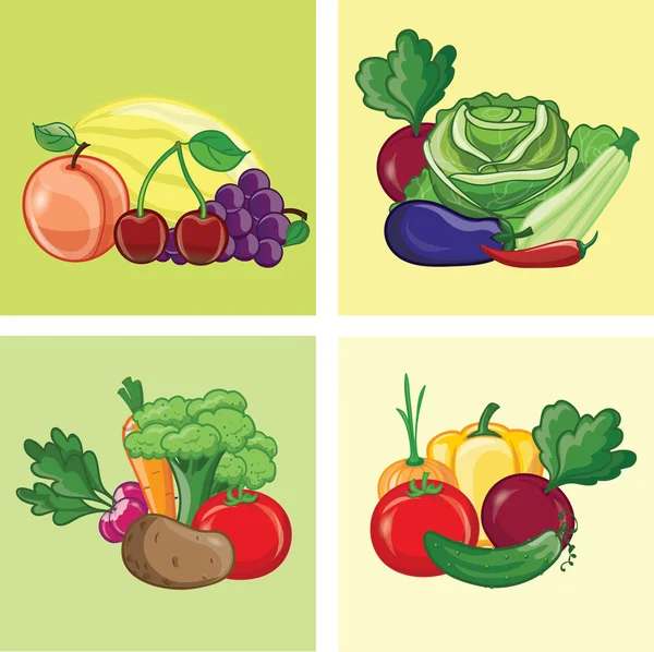 Cartoon Gemüse und Obst — Stockvektor