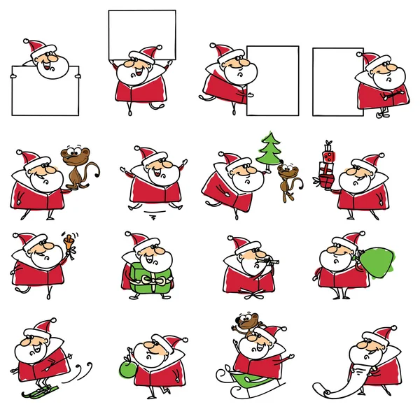 Set van grappige kerstman — Stockvector