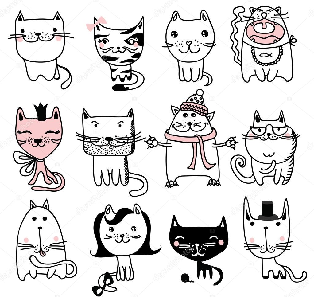 Cute Cartoon Doodle Cats