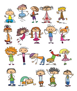 mutlu karikatür doodle kids
