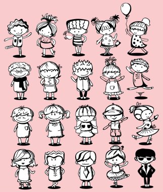 mutlu karikatür doodle kids