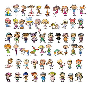 mutlu karikatür doodle kids