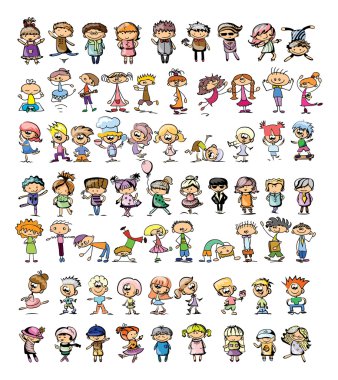 mutlu karikatür doodle kids