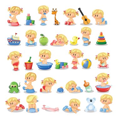 baby boys and baby girls clipart