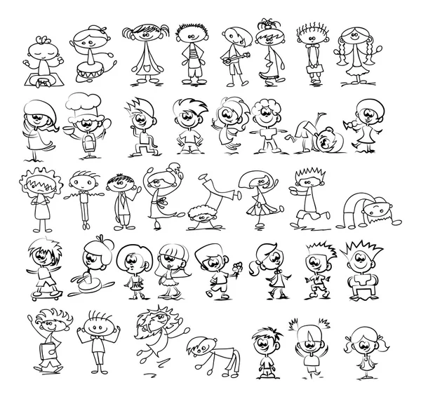 Felice cartone animato doodle bambini — Vettoriale Stock