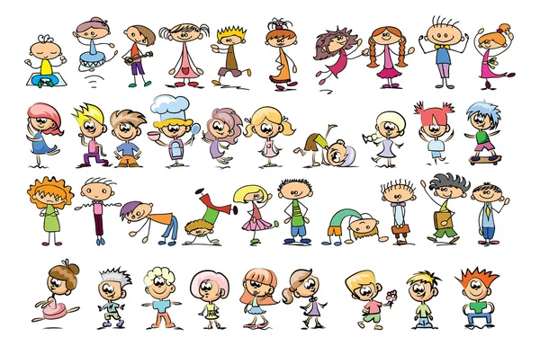 Happy cartoon doodle kinderen — Stockvector