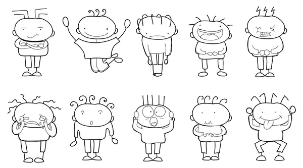 Dibujos infantiles de diferentes emociones — Vector de stock