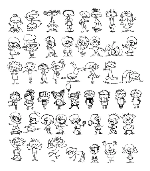 Feliz dibujos animados doodle niños — Vector de stock