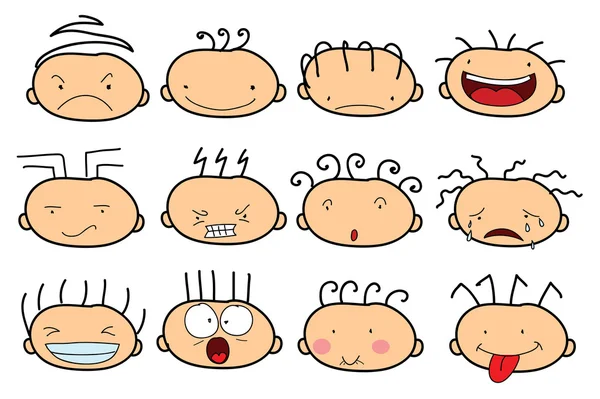 Desenhos infantis de emoções diferentes — Vetor de Stock