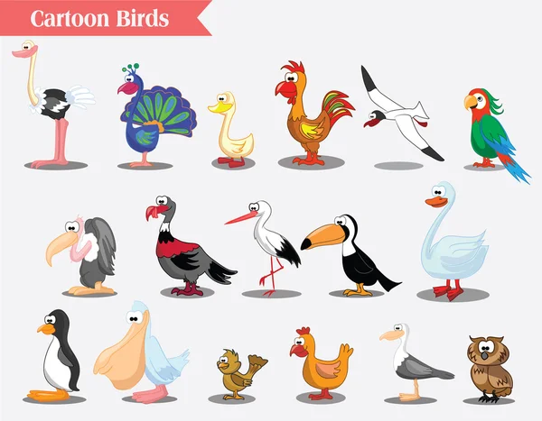 Set of  cartoon birds — Wektor stockowy