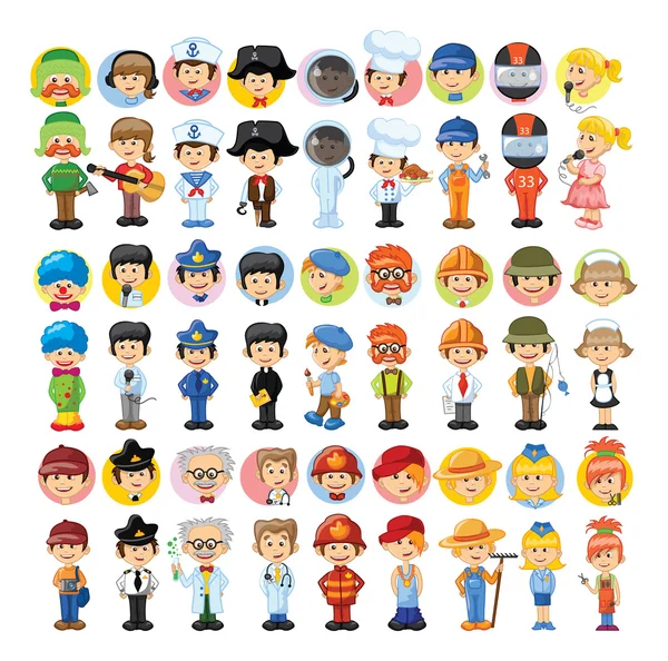 Cartoon characters of different professions — Stock Vector