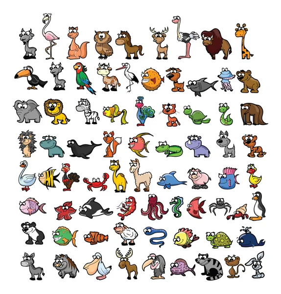 Set of cartoon animals — Stock Vector