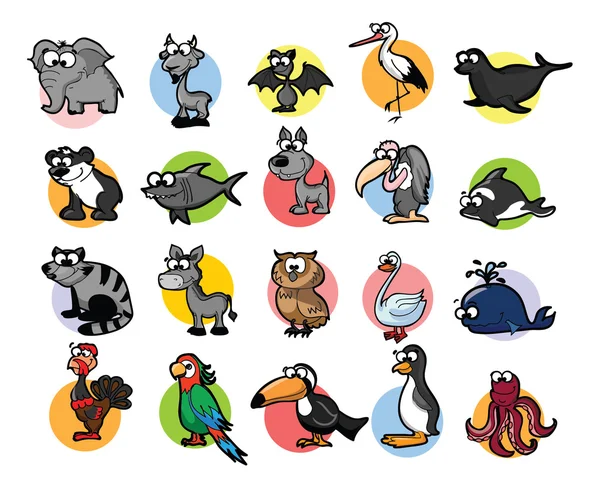 Juego de animales de dibujos animados — Vector de stock