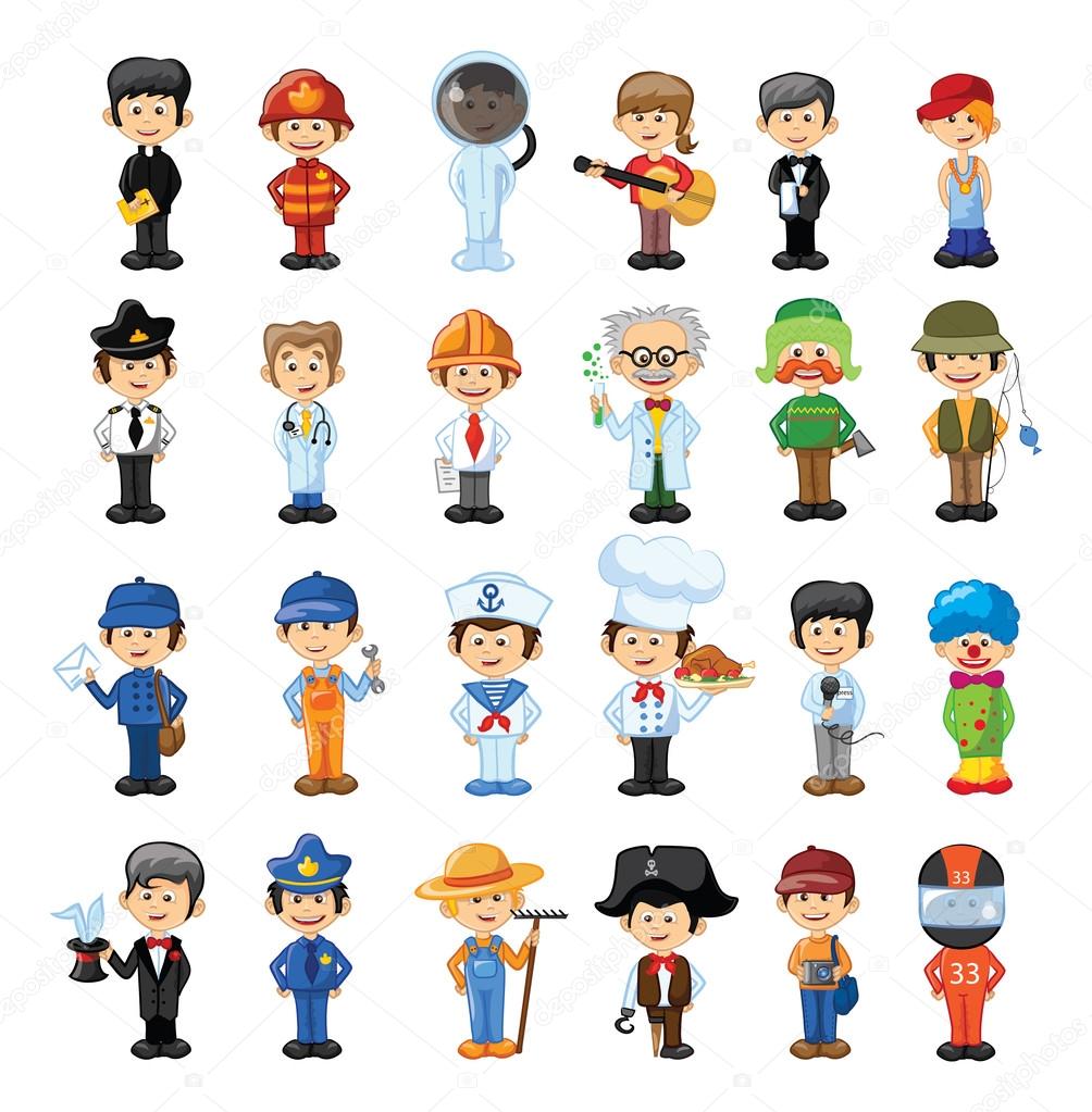Cartoon characters of different professions Stock Vector Image by  ©virinaflora #98882006
