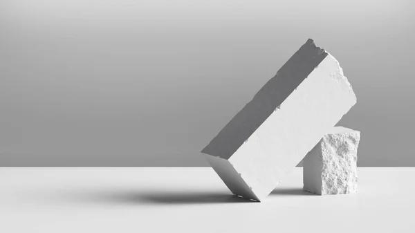 Render Abstracte Achtergrond Met Witte Kasseien Blokken Moderne Minimale Showcase — Stockfoto