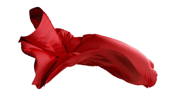 Render Abstract Red Cloth Falls Silk Drapery Flies Away Fashion — Stock Photo, Image