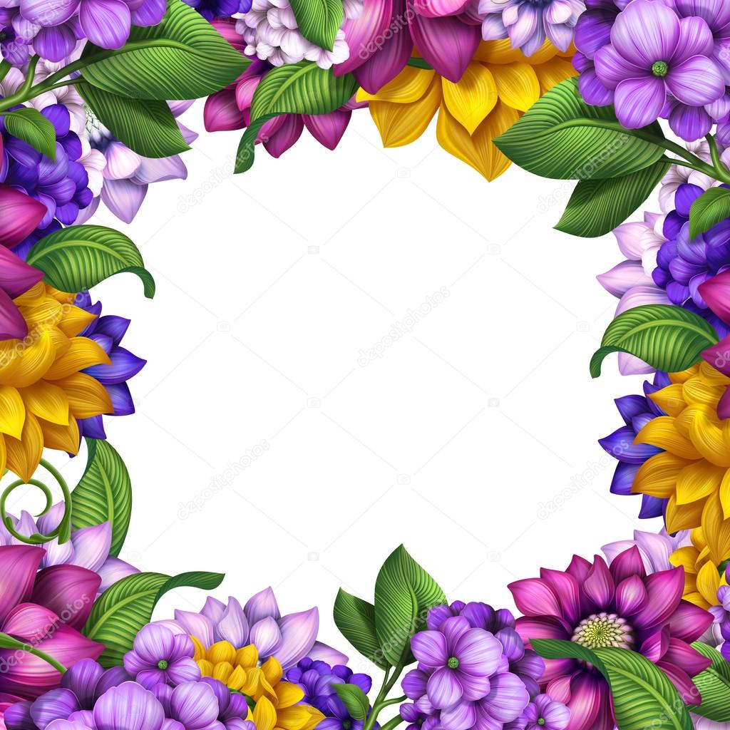 Colorful square floral frame