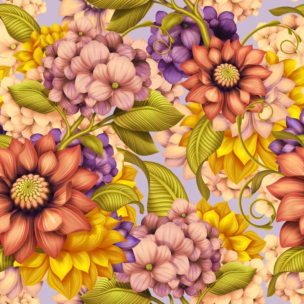 Abstrakt vintage blommig seamless mönster — Stockfoto