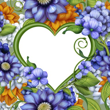 Heart floral frame clipart
