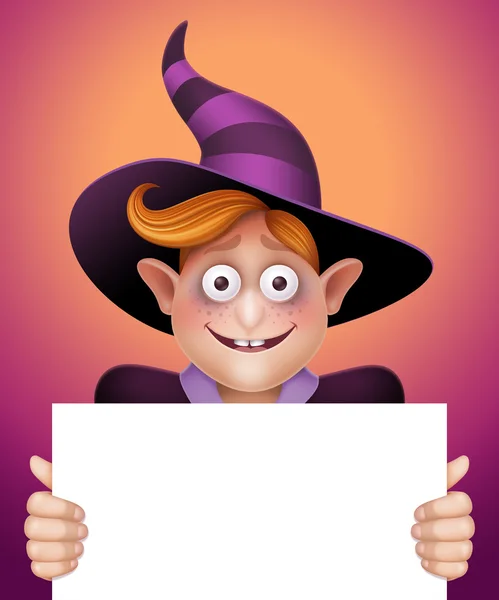 Wizard holding blank page — Stock Photo, Image