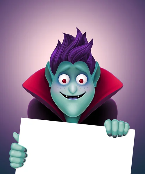 Vampire holding blank page — Stock Photo, Image