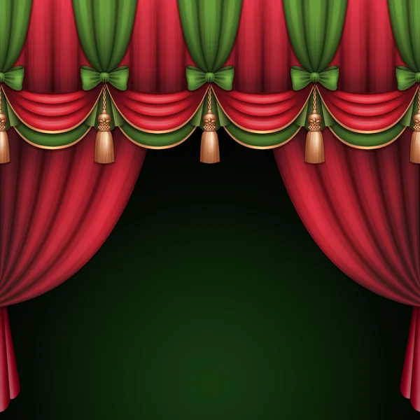 Curtains with bows and tassels — Stock Photo, Image