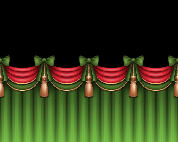 Christmas curtain with bows — Stock Photo, Image