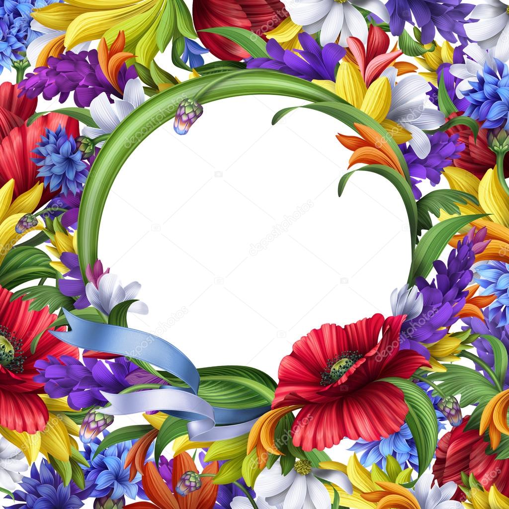 Round floral frame