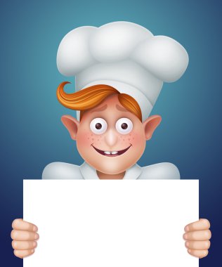 Boş afiş tutarak profesyonel aşçı