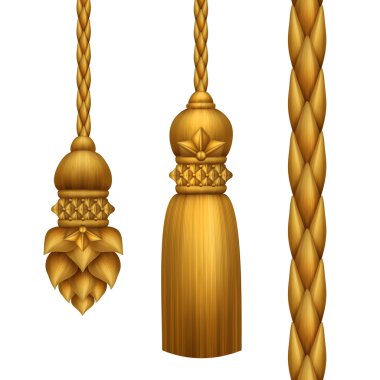 Classical baroque gold tassels set clipart