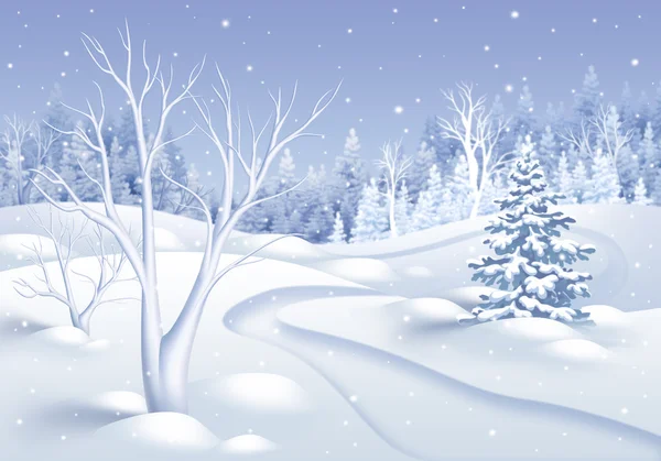 Bianco inverno natura paesaggio illustrazione — Foto Stock