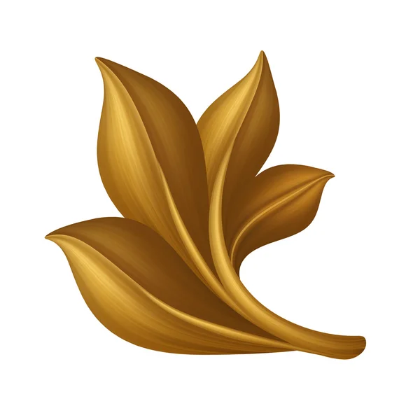 Золотая декоративная ветвь с листьями — стоковое фото