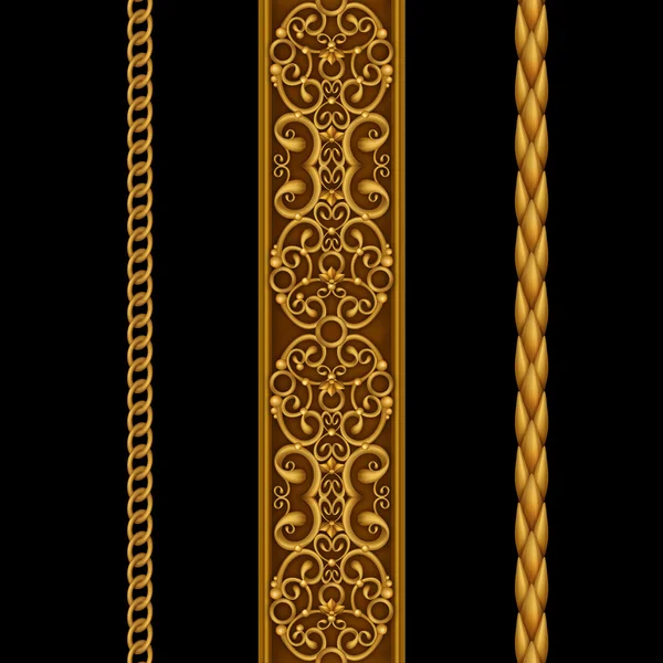 Gold decorative borders set — Stock Image Gold decorative borders set Stock Photo