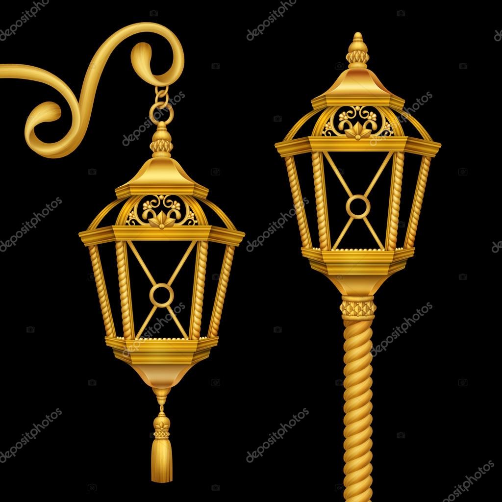 Gold decorative lanterns set Stock Photo by 55919473