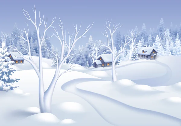 White winter village landscape — Stock Photo, Image