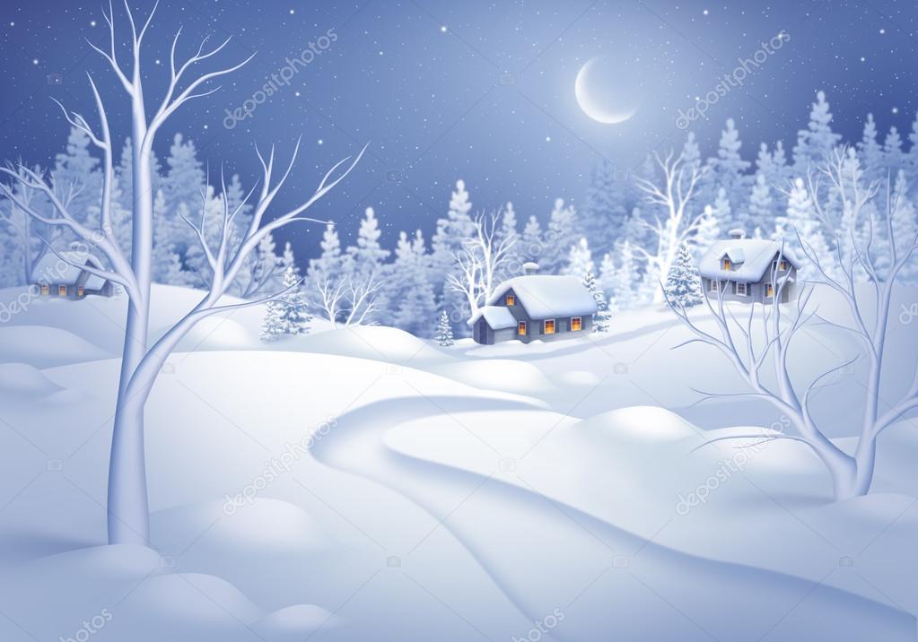 Winter night landscape