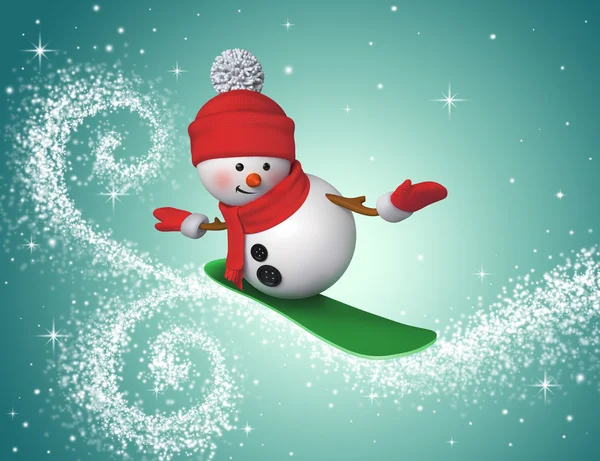 Snowman snowboard — Foto Stock