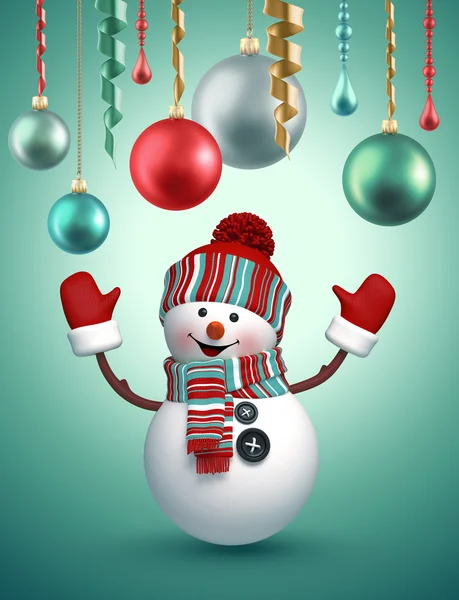 Snømann feirer jul – stockfoto