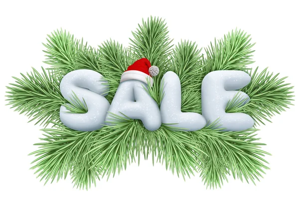 Christmas tree with sale snow text — Stock Photo, Image