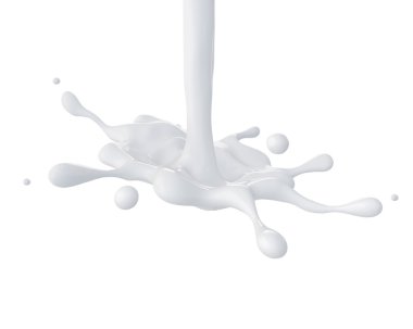 3d abstract liquid milk splash, paint or glue splashing isolated clipart