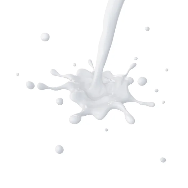 3d spruzzi di latte liquido astratto, vernice o colla spruzzi isolati — Foto Stock