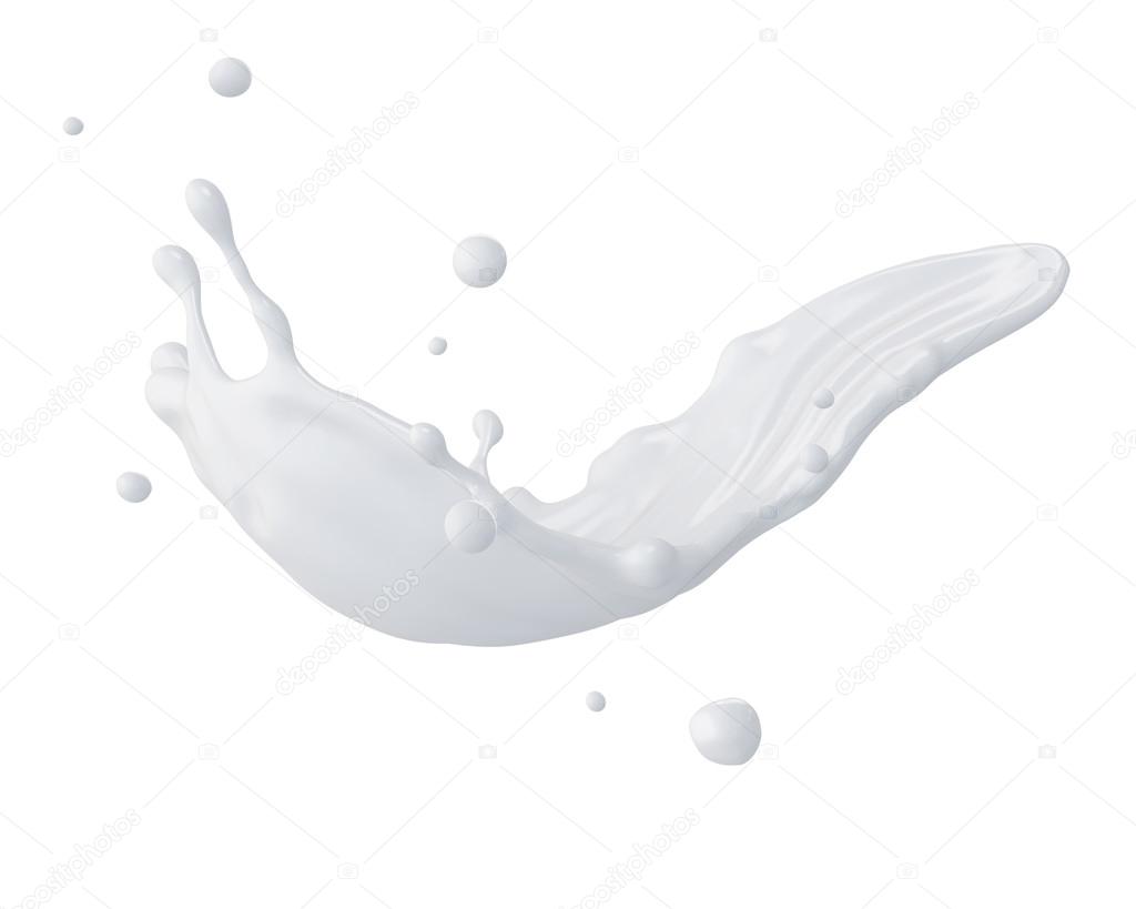 3d abstract liquid milk splash, paint or glue splashing isolated