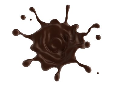 Sıcak çikolata veya kahve dinamik splash beyaz izole