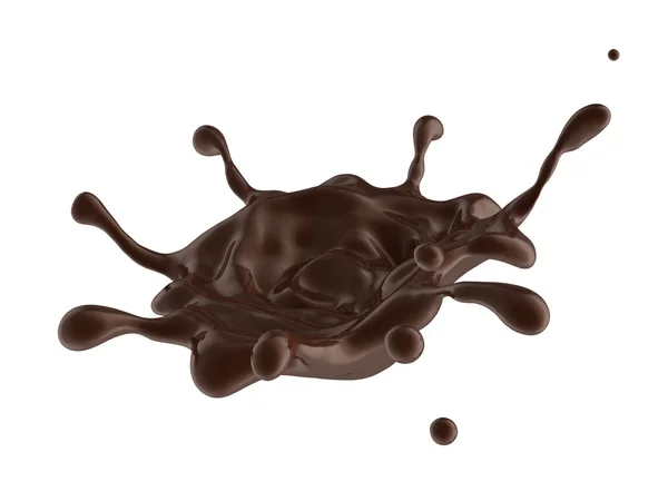 Warme donkere chocolade of koffie dynamische splash geïsoleerd op wit — Stockfoto