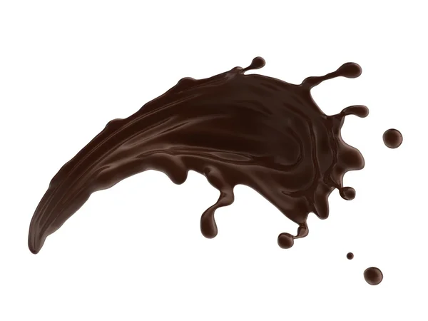 Chocolate negro caliente o salpicadura dinámica de café aislado en blanco — Foto de Stock