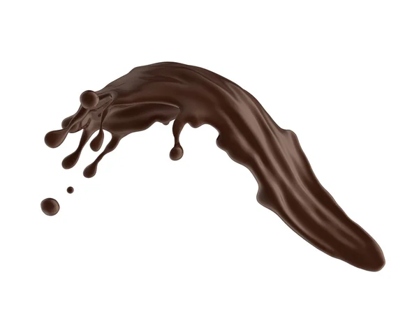 Sıcak çikolata veya kahve dinamik splash beyaz izole