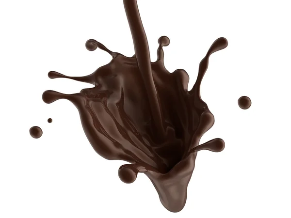 Cioccolata fondente calda o caffè spruzzi dinamici isolati su bianco — Foto Stock